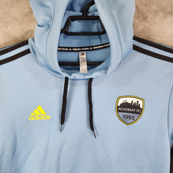 Mens Blue Adidas Academy FC Pullover Hoodie Sweatshirt Long Sleeve Size L - Picture 4 of 10